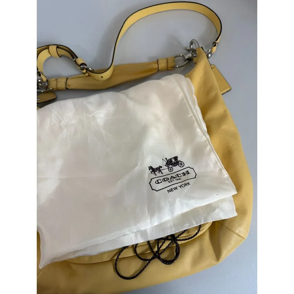 Coach Kristin Yellow Leather Hobo Style Shoulder Bag With Crossbody Strap 16787